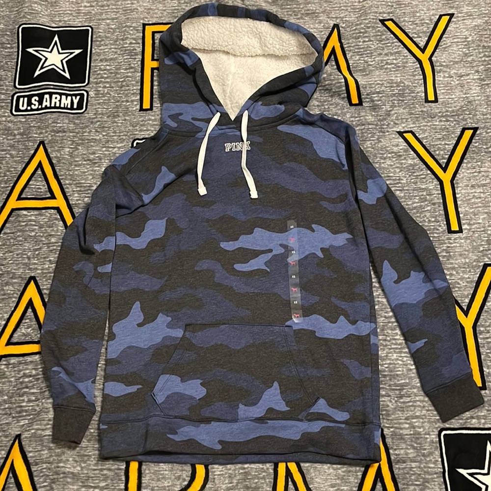 Victoria’s Secret Pink Camouflage Sherpa Hoodie.